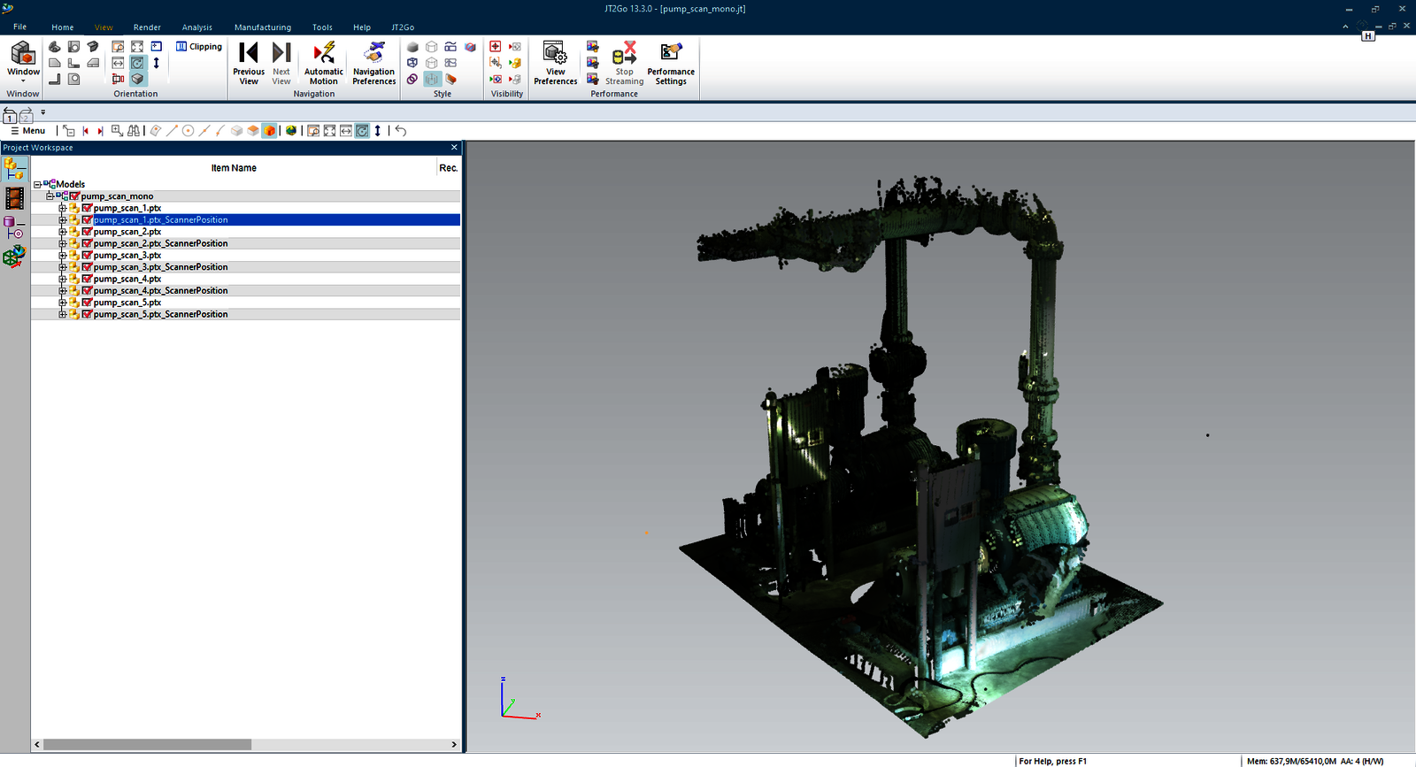 Laserscan data converted into JT format