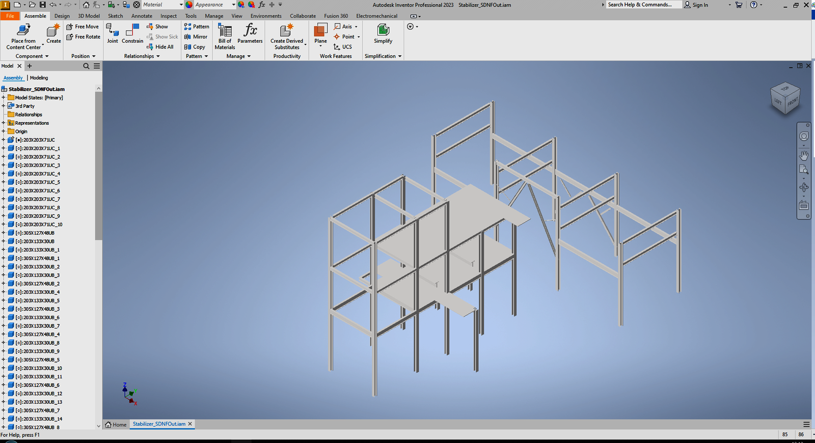 SDNF model imported into Autodesk Inventor 2023 using STEP format 