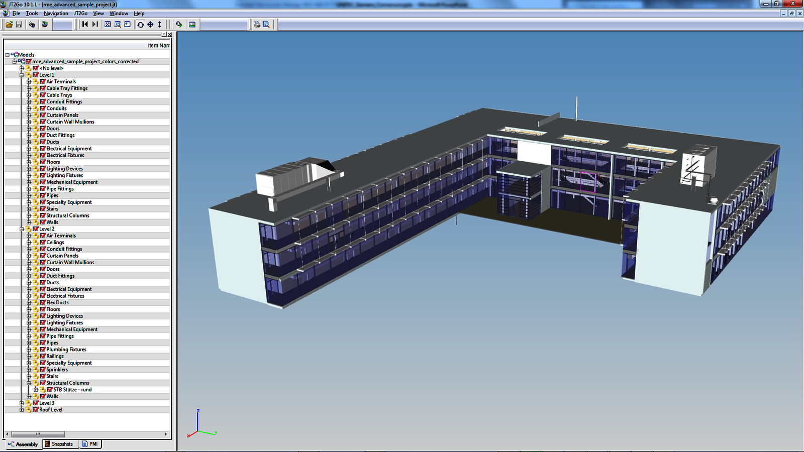 [Translate to English:] Autodesk Revit model converted into JT format